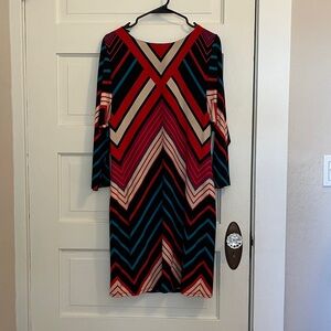 Trina Turk Chevron 3/4 Sleeve Dress